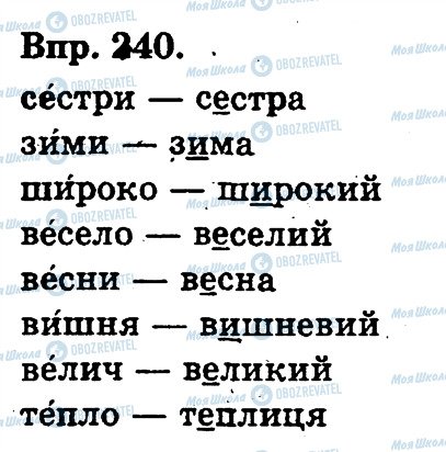 ГДЗ Українська мова 3 клас сторінка 240
