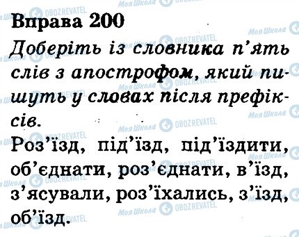 ГДЗ Українська мова 3 клас сторінка 200