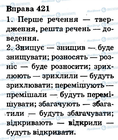 ГДЗ Українська мова 3 клас сторінка 421