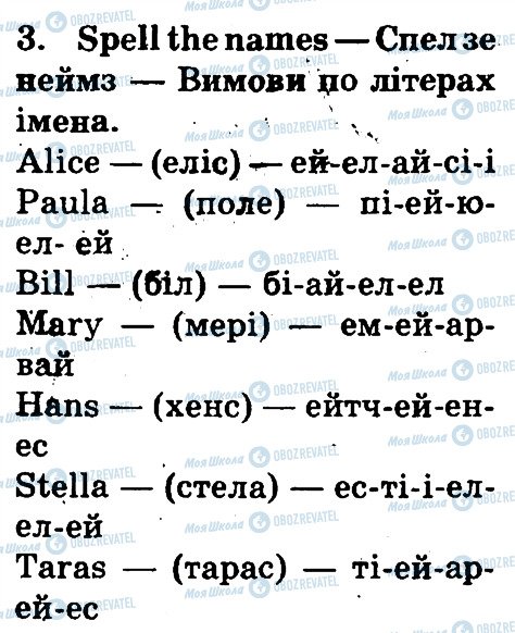 ГДЗ Англійська мова 3 клас сторінка 3