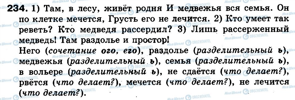 ГДЗ Російська мова 3 клас сторінка 234