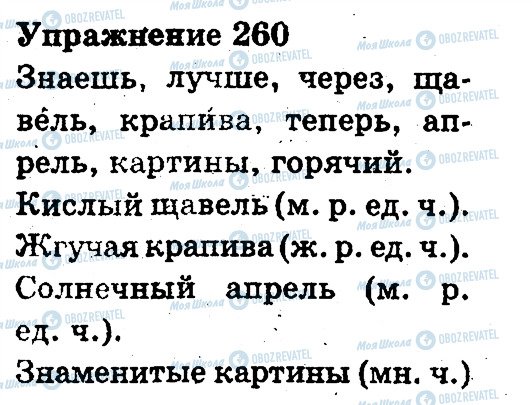 ГДЗ Російська мова 3 клас сторінка 260