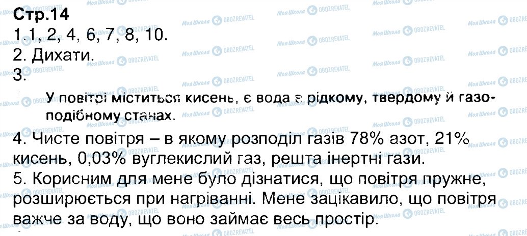 ГДЗ Природознавство 3 клас сторінка 14