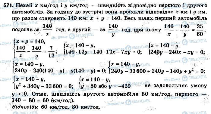 ГДЗ Алгебра 9 клас сторінка 571