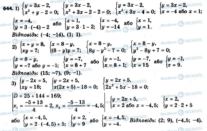 ГДЗ Алгебра 9 клас сторінка 644