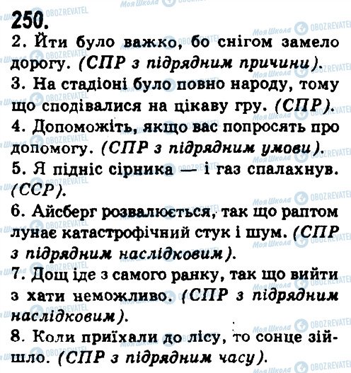 ГДЗ Українська мова 9 клас сторінка 250