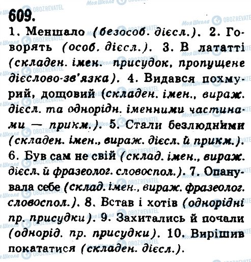 ГДЗ Укр мова 9 класс страница 609