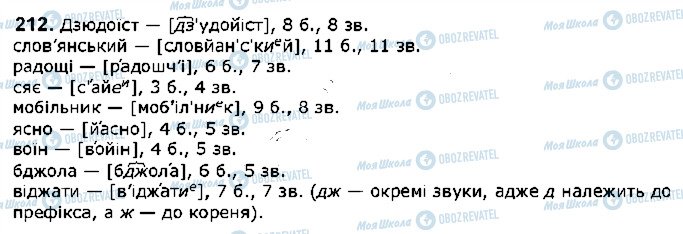 ГДЗ Українська мова 5 клас сторінка 212