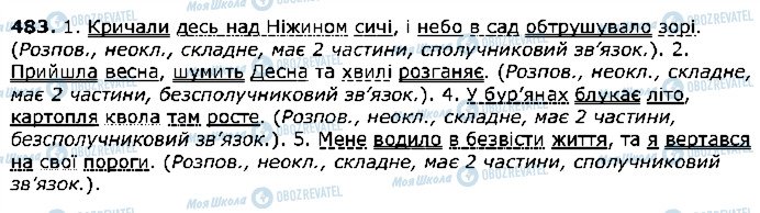ГДЗ Українська мова 5 клас сторінка 483