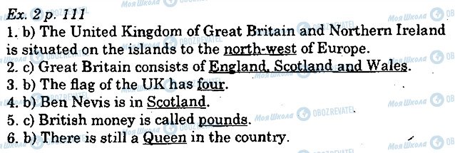 ГДЗ Англійська мова 5 клас сторінка p111ex2