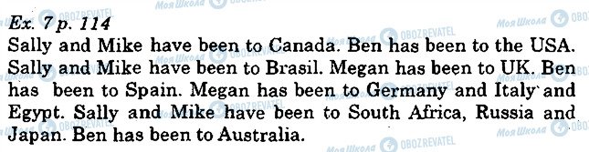 ГДЗ Англійська мова 5 клас сторінка p114ex7