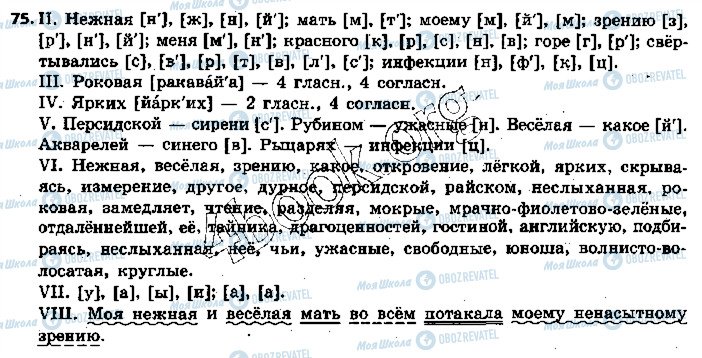 ГДЗ Російська мова 5 клас сторінка 75