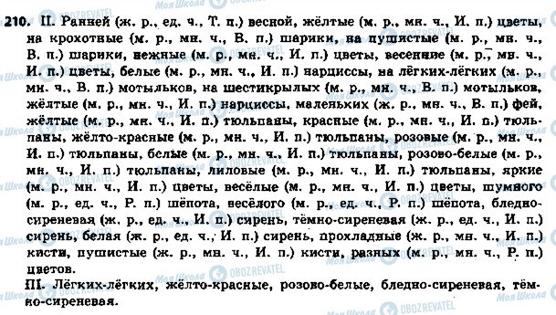 ГДЗ Російська мова 5 клас сторінка 210