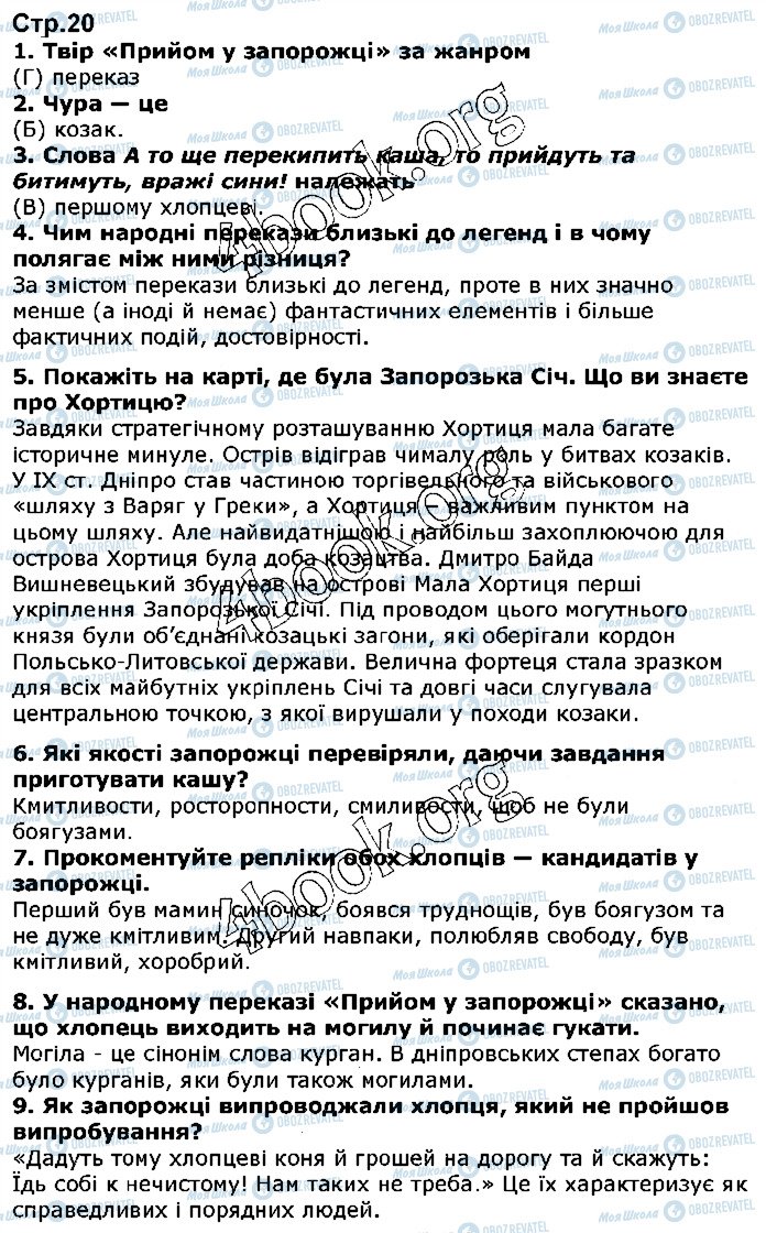ГДЗ Українська література 5 клас сторінка ст20