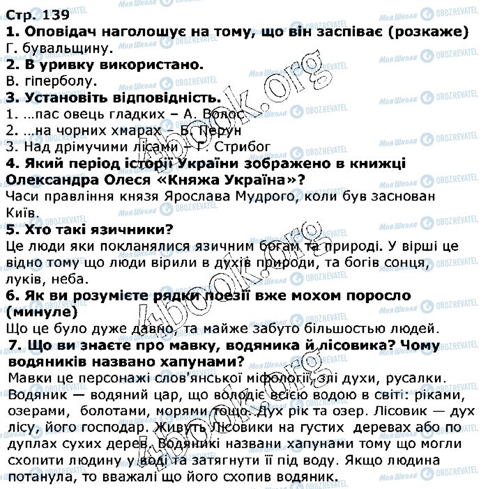 ГДЗ Українська література 5 клас сторінка ст139
