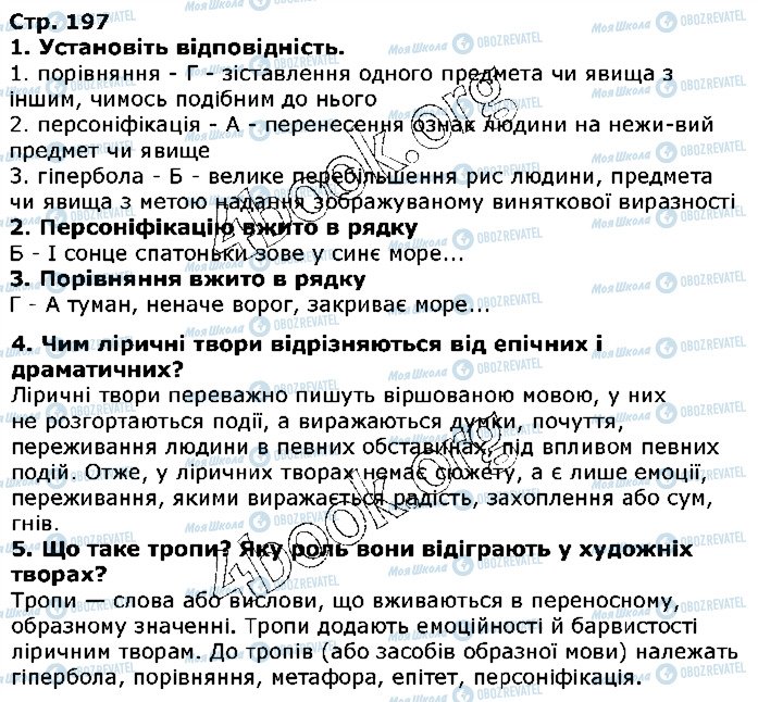 ГДЗ Українська література 5 клас сторінка ст197