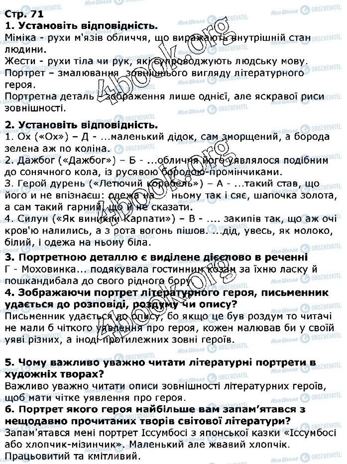 ГДЗ Українська література 5 клас сторінка ст71