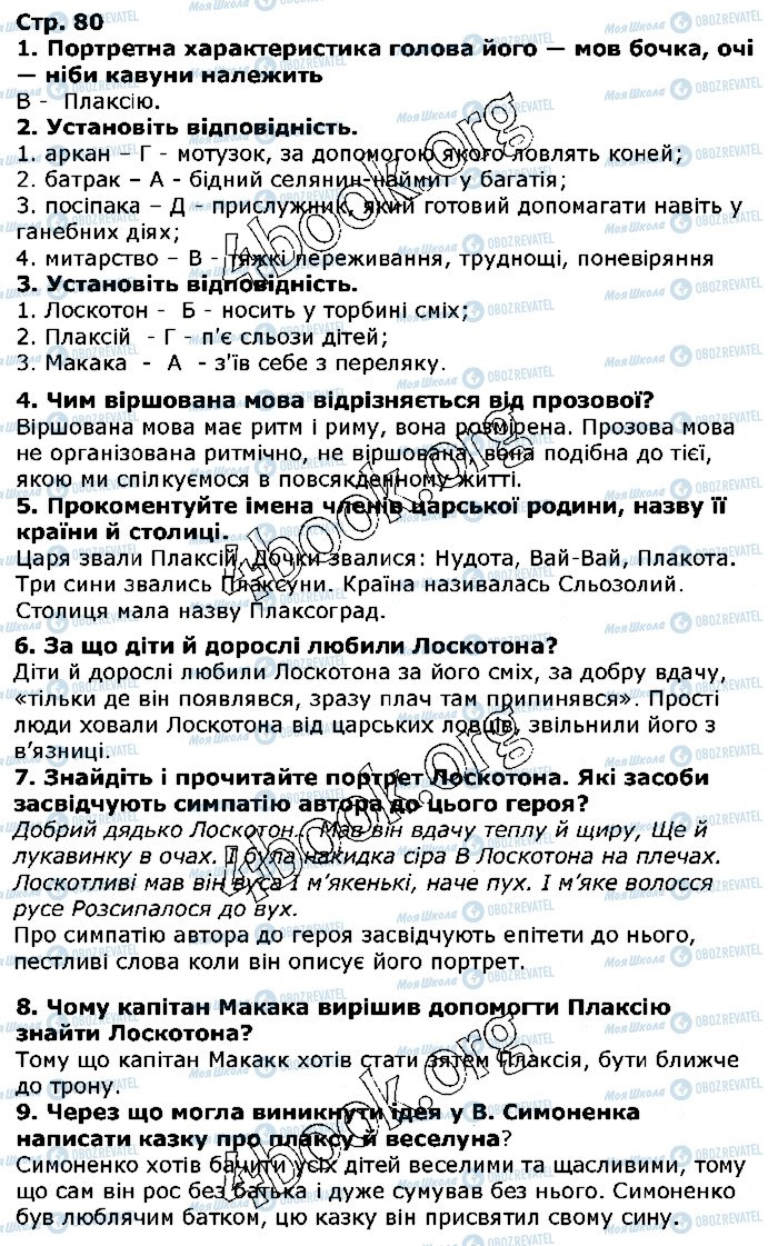 ГДЗ Українська література 5 клас сторінка ст80