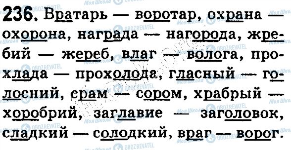 ГДЗ Російська мова 5 клас сторінка 236