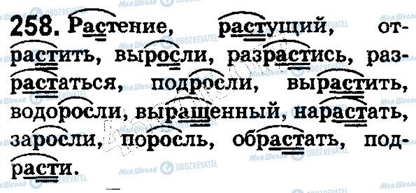 ГДЗ Російська мова 5 клас сторінка 258