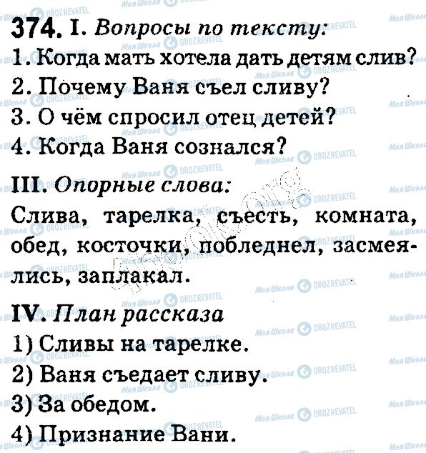 ГДЗ Російська мова 5 клас сторінка 374