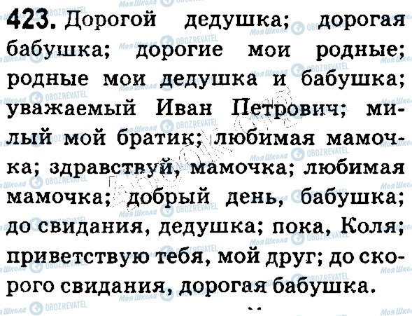 ГДЗ Російська мова 5 клас сторінка 423