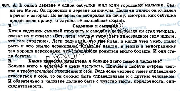 ГДЗ Російська мова 5 клас сторінка 481