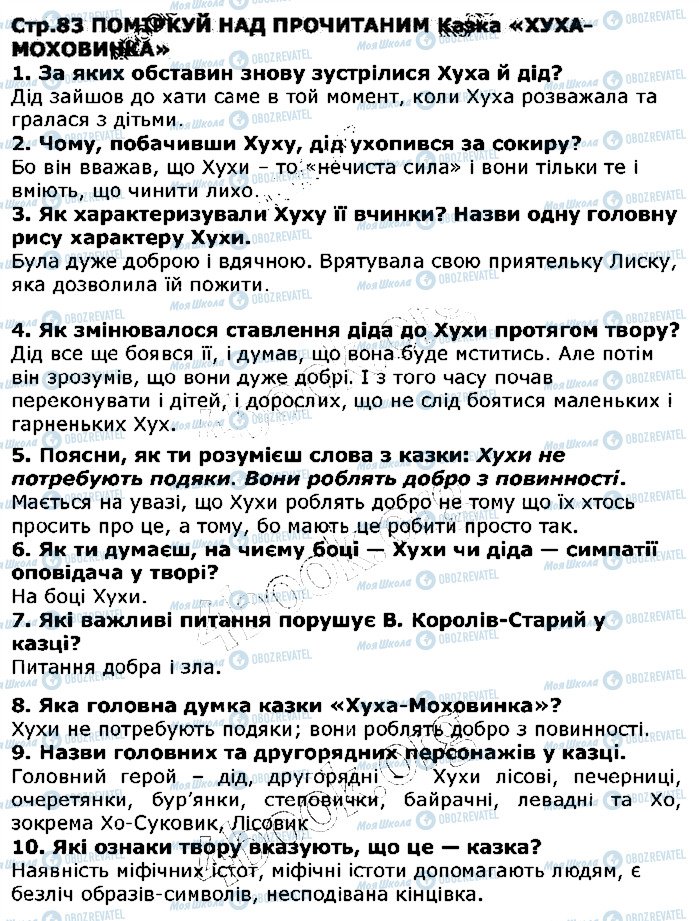 ГДЗ Українська література 5 клас сторінка ст83