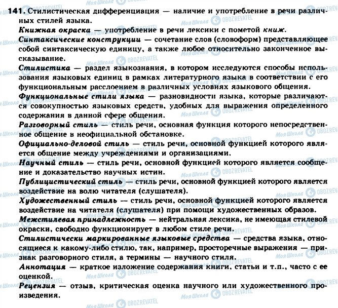 ГДЗ Російська мова 10 клас сторінка 141