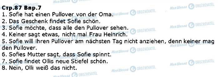 ГДЗ Немецкий язык 5 класс страница ст87впр7