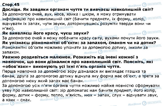 ГДЗ Я досліджую світ 1 клас сторінка стор45