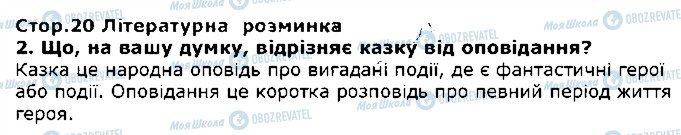 ГДЗ Зарубіжна література 5 клас сторінка стор20