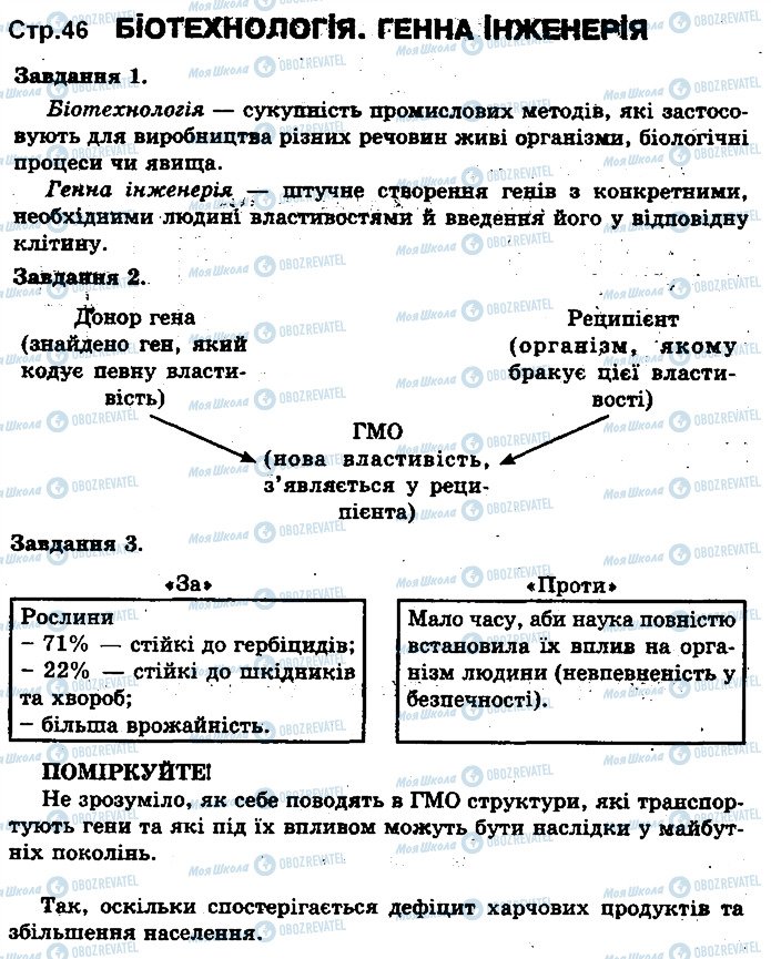 ГДЗ Біологія 11 клас сторінка ст46