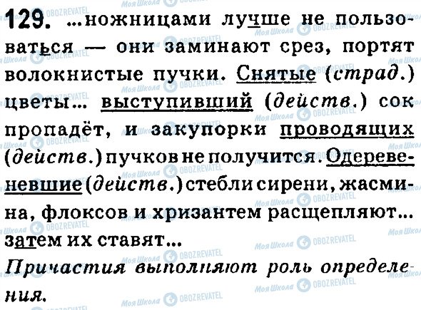ГДЗ Російська мова 7 клас сторінка 129