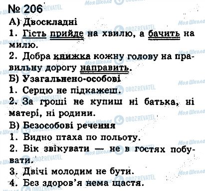 ГДЗ Укр мова 8 класс страница 206