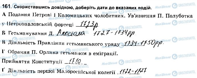 ГДЗ История Украины 8 класс страница 161