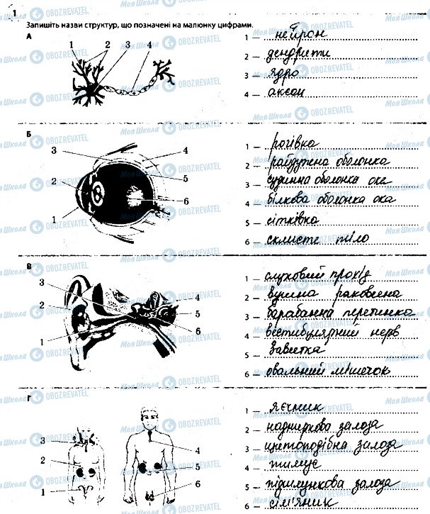 ГДЗ Біологія 8 клас сторінка 1