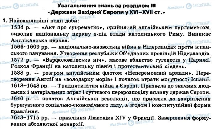 ГДЗ Всесвітня історія 8 клас сторінка 1