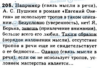 ГДЗ Російська мова 8 клас сторінка 205