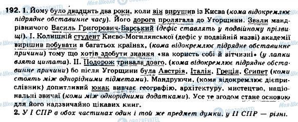 ГДЗ Українська мова 9 клас сторінка 192