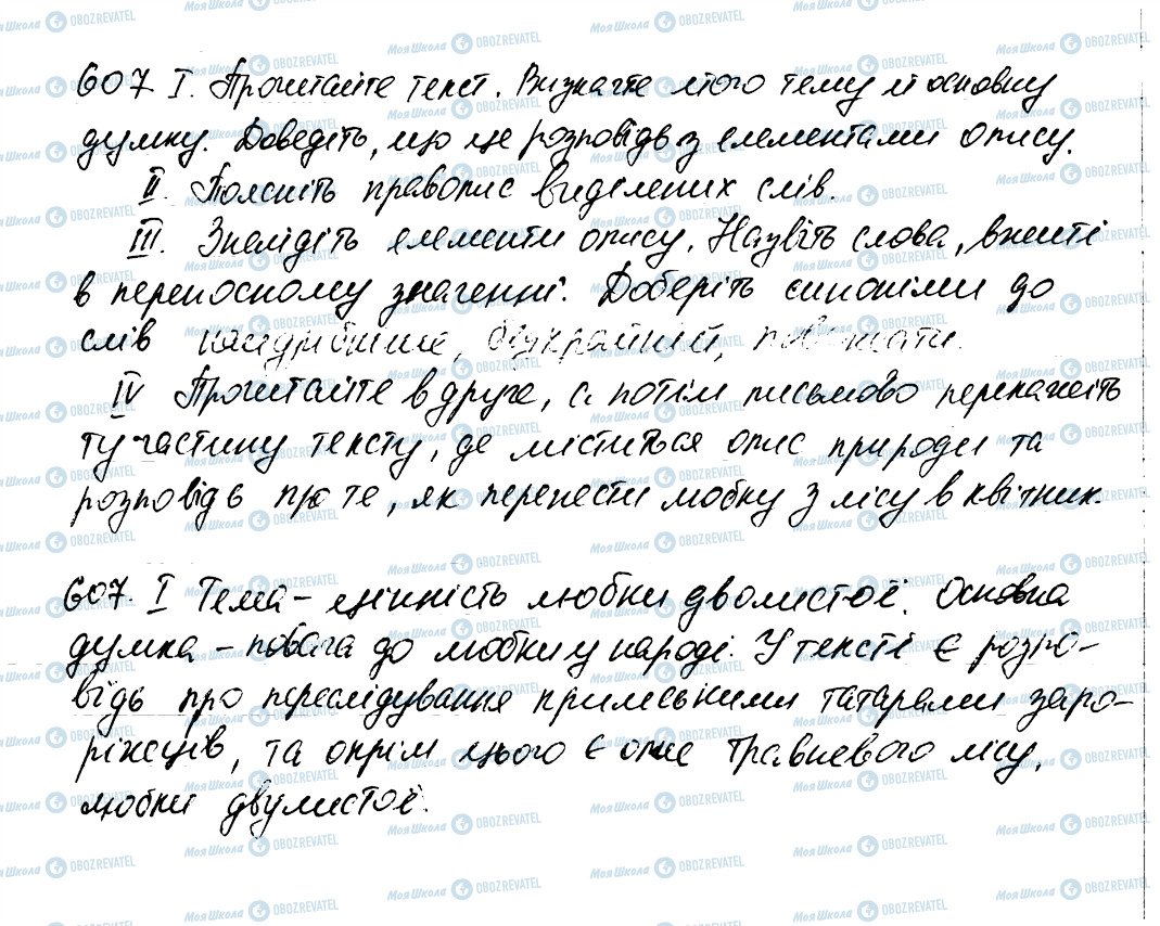 ГДЗ Українська мова 6 клас сторінка 607