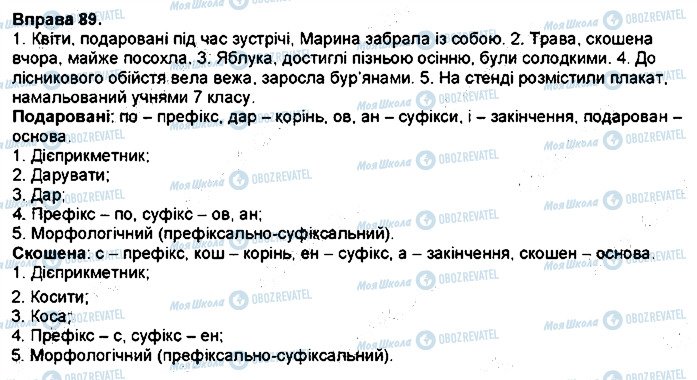 ГДЗ Українська мова 7 клас сторінка 89
