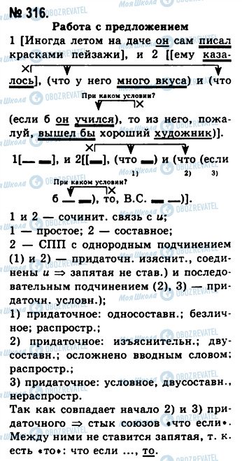 ГДЗ Російська мова 10 клас сторінка 316