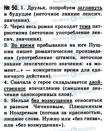 ГДЗ Російська мова 10 клас сторінка 50