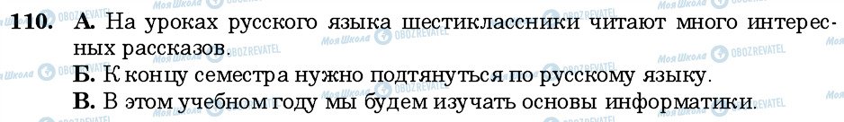 ГДЗ Російська мова 6 клас сторінка 110