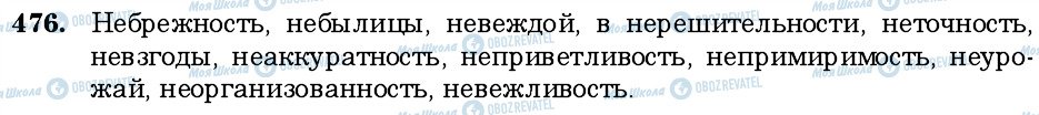 ГДЗ Російська мова 6 клас сторінка 476