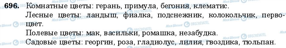 ГДЗ Російська мова 6 клас сторінка 696