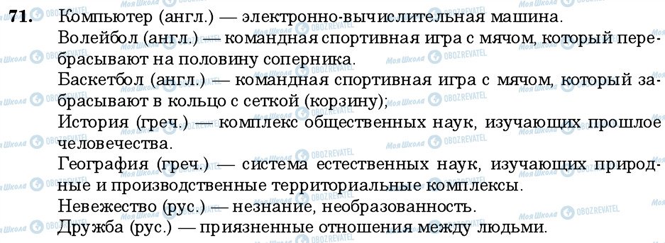 ГДЗ Російська мова 6 клас сторінка 71