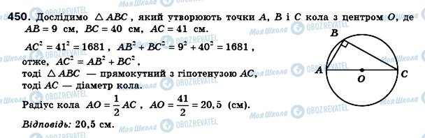 ГДЗ Геометрія 8 клас сторінка 450