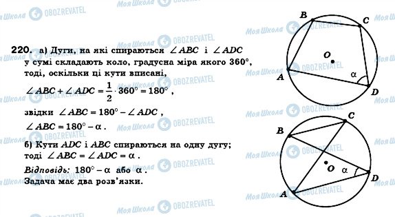 ГДЗ Геометрія 8 клас сторінка 220